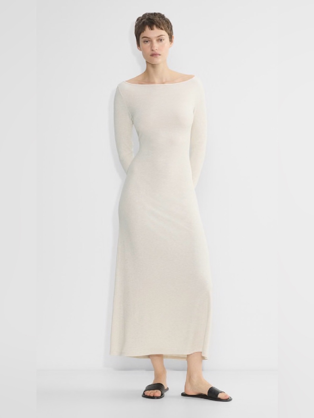 The Group by Babaton Luxe Lounge Tulsi Ribbed Maxi Dress M Oatmeal
